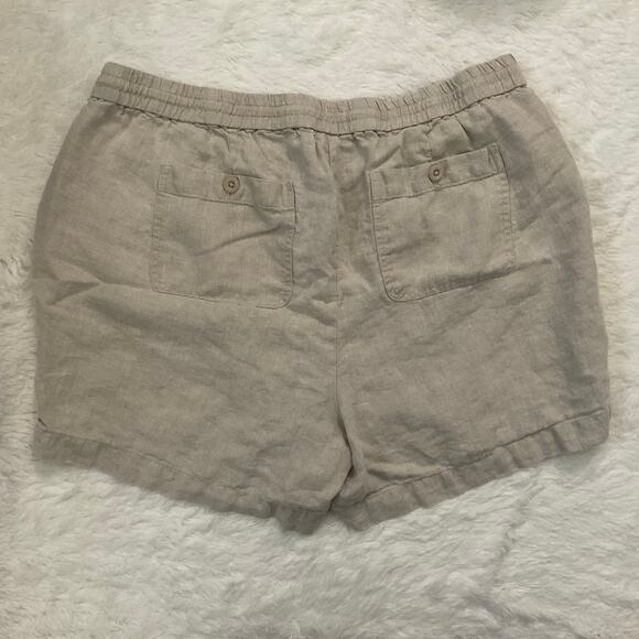 Talbots 100% Linen Pull On Khaki Casual Shorts - Size 2XP - Picture 5 of 8